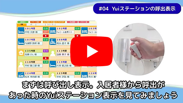集中見守り管理システム「Yuiステーション」の呼出表示
