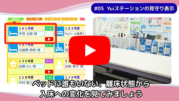 集中見守り管理システム「Yuiステーション」の見守り表示